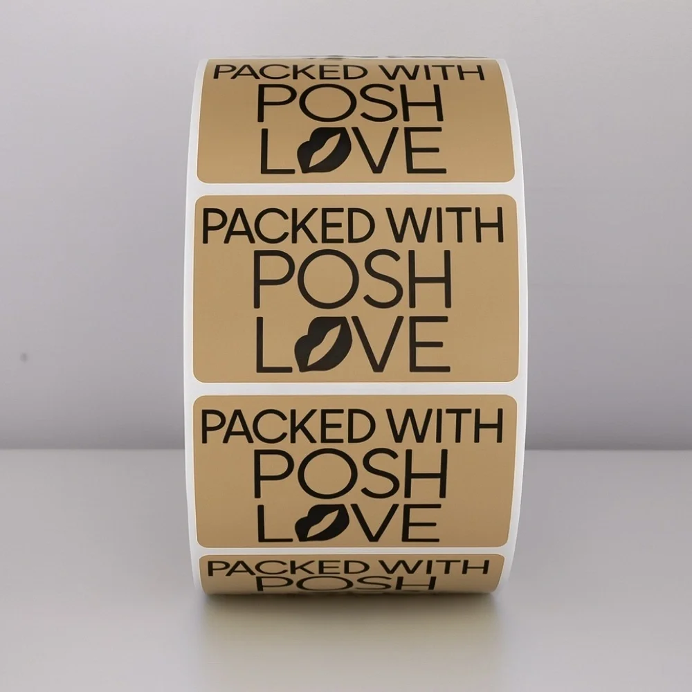 Packed With Posh Love Stickers | Purple Lips Labels for Poshmark Packaging